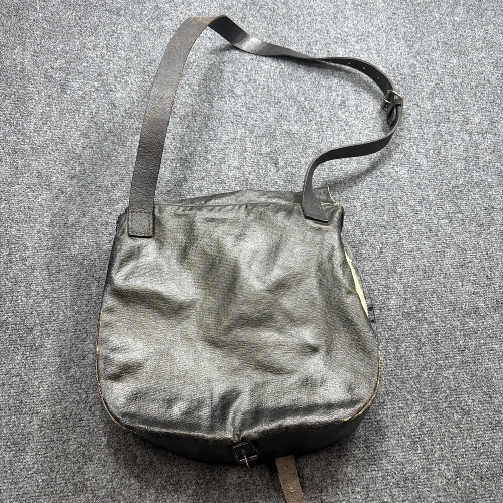 Vintage Waxed Canvas Messenger Bag Field Bag Satchel Black Postal? Military?